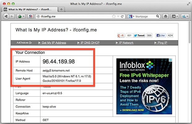 Tor spoofing IP e user agent