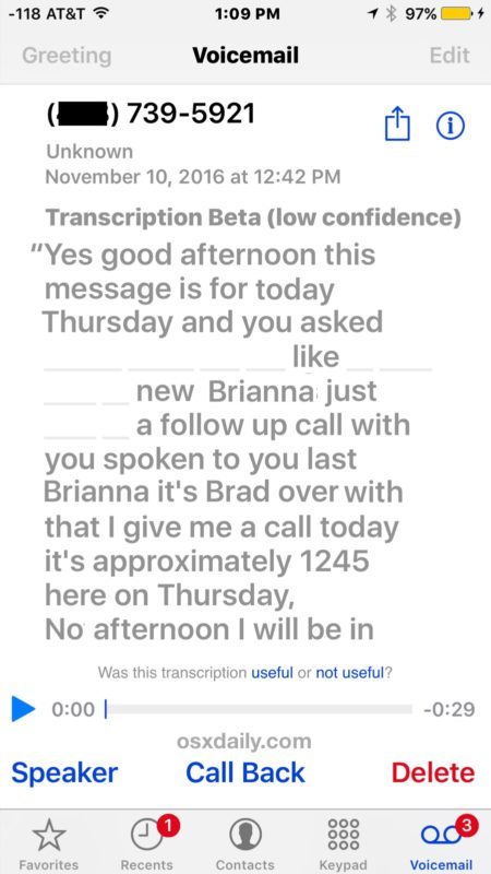 Leggi le trascrizioni Voicemail su iPhone