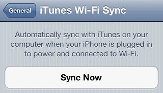 Avvia Wi-Fi Sync da iPhone