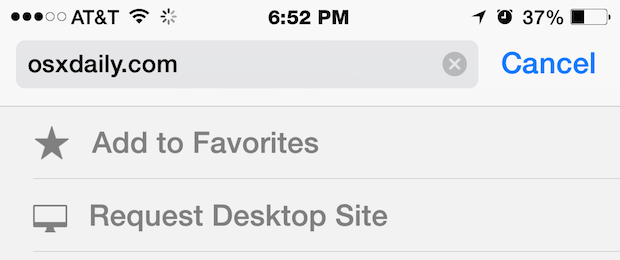 Richiedi un sito desktop in Safari di iOS