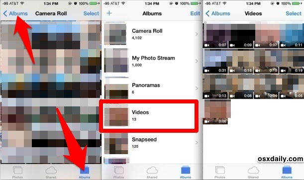 Mostra i video SOLO dall'app per foto iPhone e dalla fotocamera