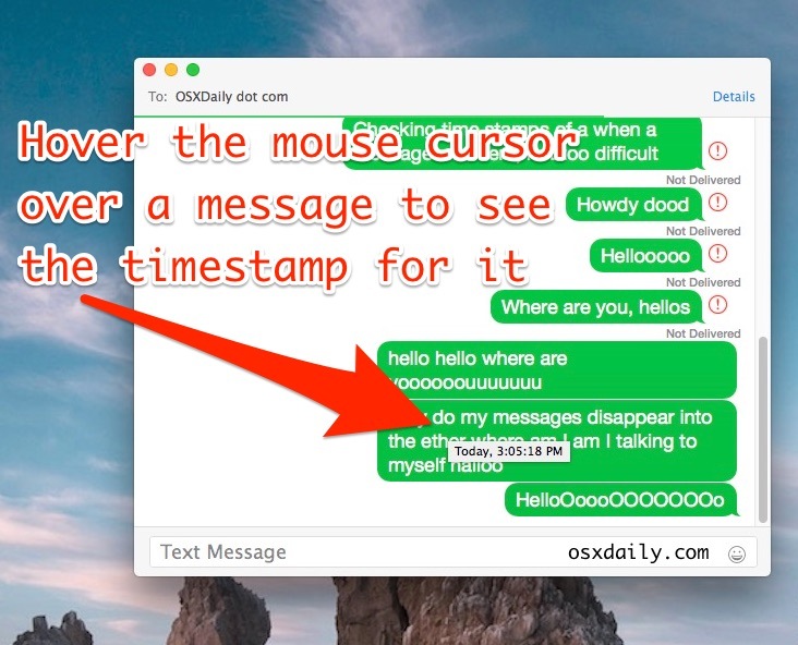 Visualizza un timestamp per un messaggio in Messaggi per Mac OS X