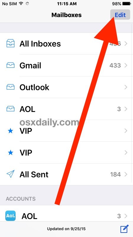 Vedi Messaggi non letti solo in Mail per iOS