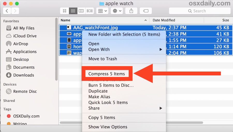 Come comprimere i file nell'archivio compresso su Mac OS X.