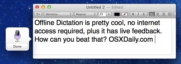 Utilizzo di dettatura offline in OS X