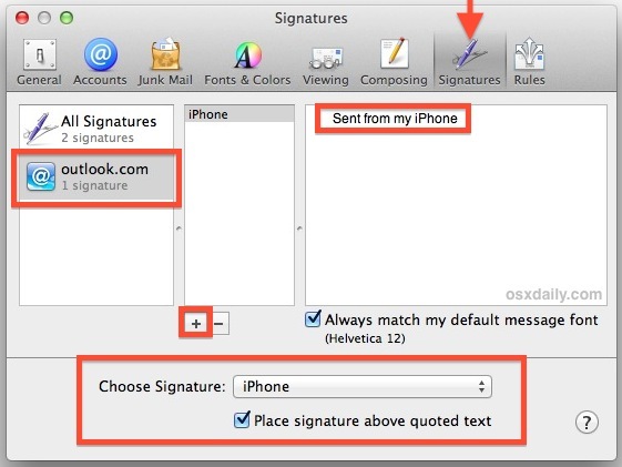 Imposta una firma di brevità sull'app per Mac OS X Mail per le e-mail più brevi