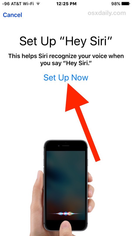 Setup Siri con riconoscimento della formazione vocale