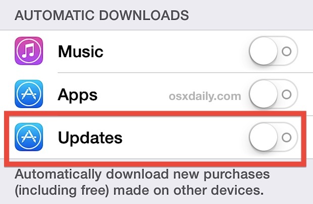 Disattiva gli aggiornamenti automatici delle app su iOS