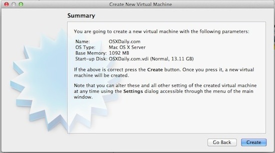 Crea una nuova macchina virtuale OS X