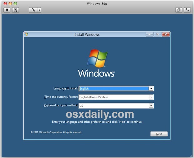 Installazione di Windows 8 in VMWare su Mac OS X