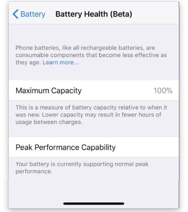 Impostazioni di salute della batteria iOS