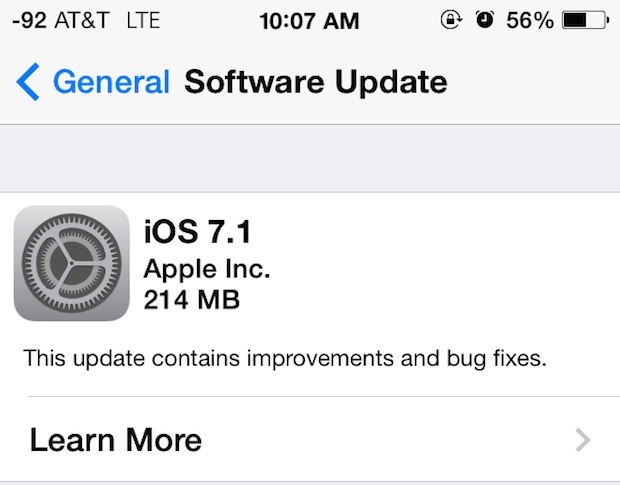 Aggiornamento iOS 7.1