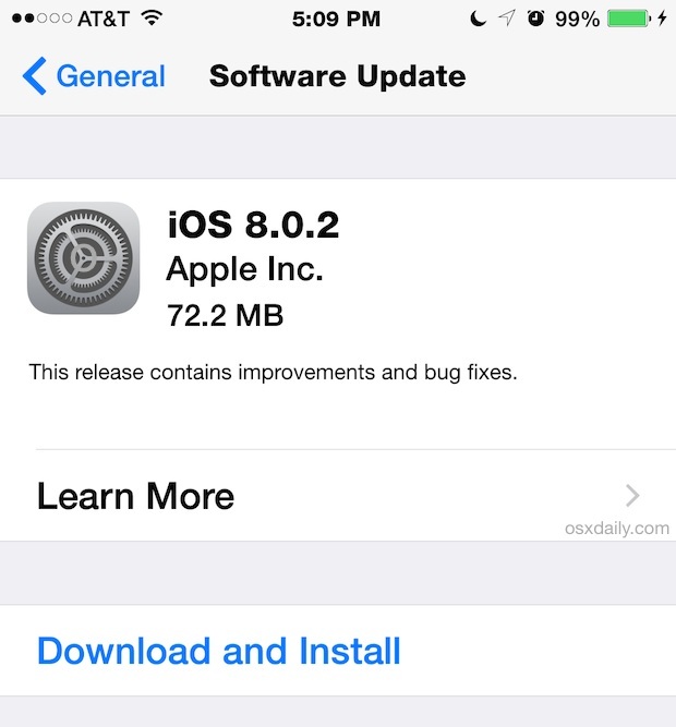 Download di iOS 8.0.2 OTA