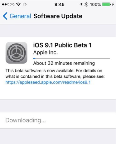 Download di iOS 9.1 beta 1