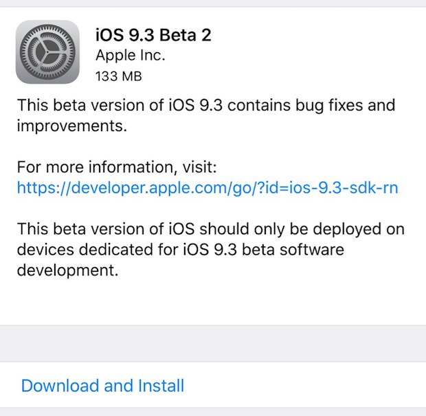Download iOS 9.3 beta 2
