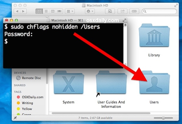 Mostra la cartella Utenti su Mac OS X