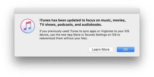 messaggio iTunes rimuovendo App Store