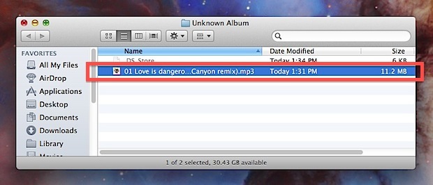 Posizione della canzone di iTunes su un Mac