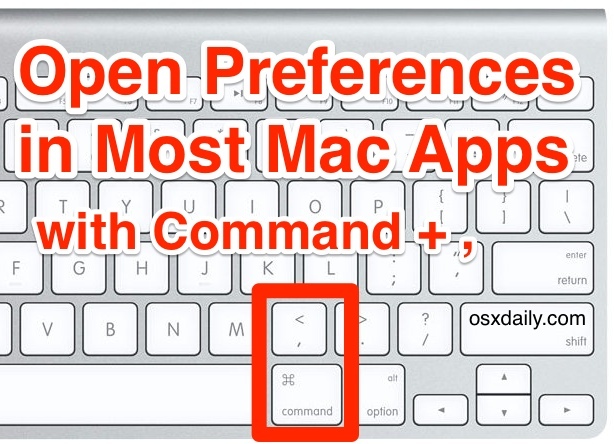 Apri Preferenze con una scorciatoia da tastiera Mac