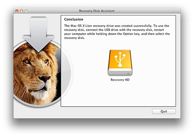 Recovery Disk Assistant per OS X Lion