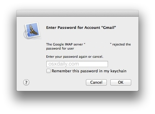 L'app Mail Mail chiede di inserire la password