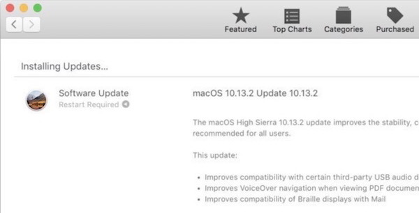 Aggiornamento MacOS High Sierra 10.13.2