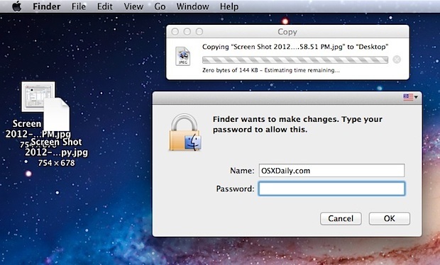 Mantenere la proprietà dei file con duplicato Esattamente in Mac OS X.