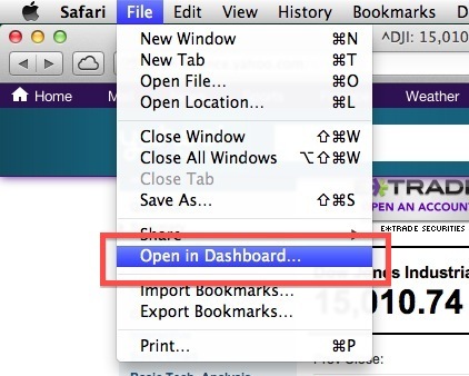 Apri in Dashboard per creare un widget per OS X