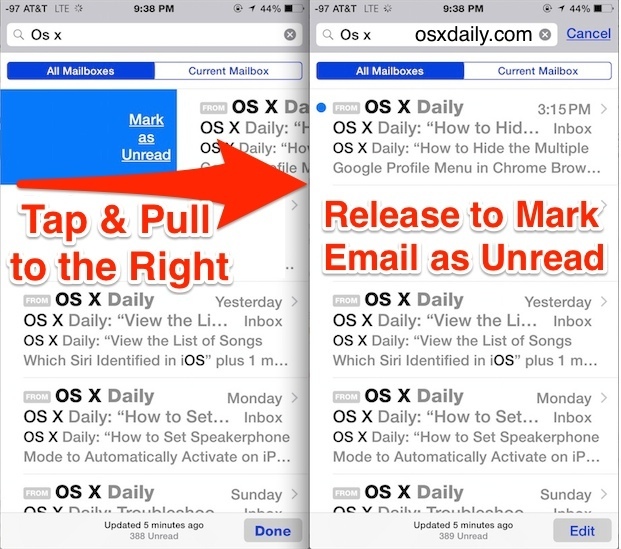 Contrassegna l'e-mail come un messaggio non letto nell'app per iOS Mail