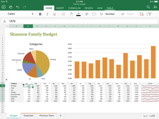 Microsoft Excel per iPad