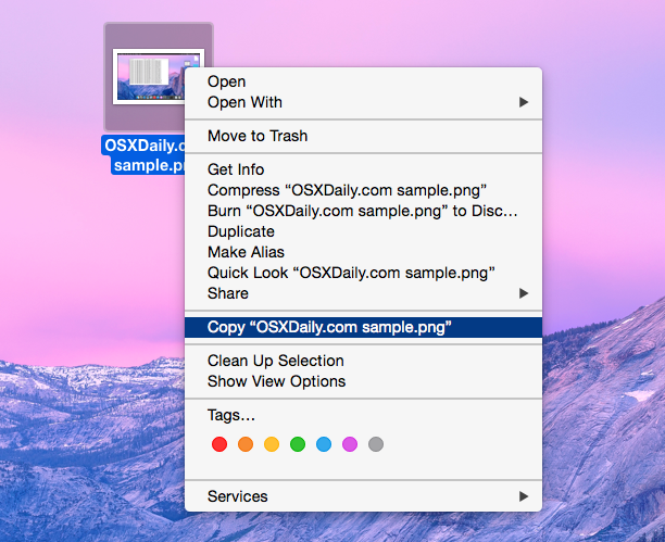 Copia un file nel Finder Mac per il riposizionamento