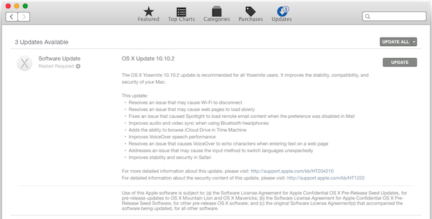 Aggiornamento OS X 10.10.2