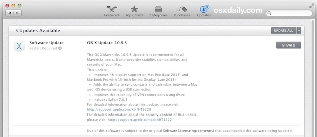 Aggiornamento OS X 10.9.3