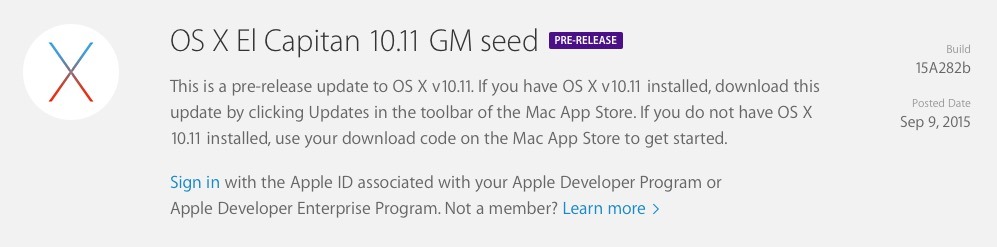 OS X El Capitan 10.11 GM