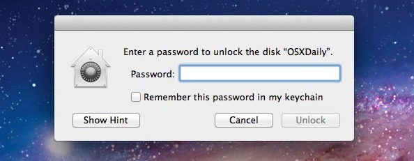 Inserisci la password per montare il disco