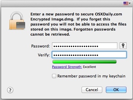 Imposta una password per l'immagine del disco
