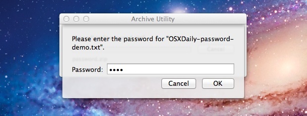 Password Zip in Mac OS X