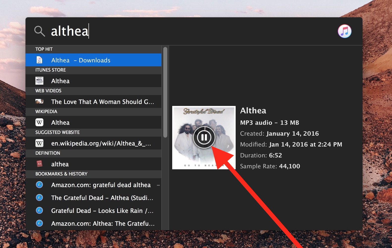 Riproduci e metti in pausa la musica direttamente dalla ricerca Spotlight su Mac OS X.