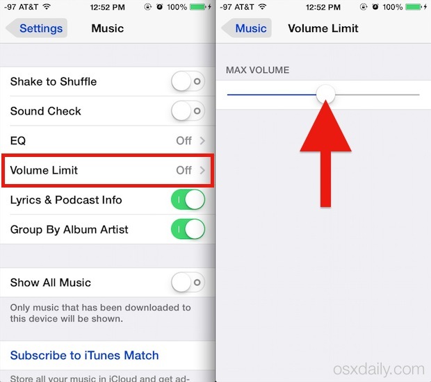Imposta un limite massimo di volume per la musica in iOS