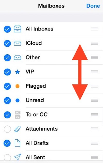 Cambia l'ordine delle caselle di posta in iOS