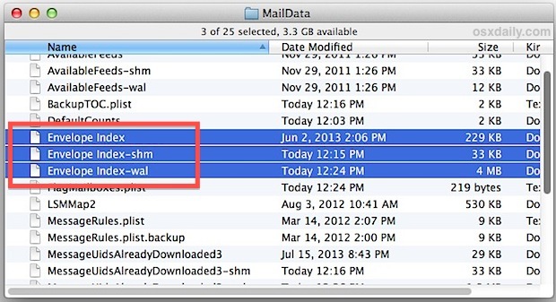 Forza la casella di posta reindex nell'app per Mac Mail