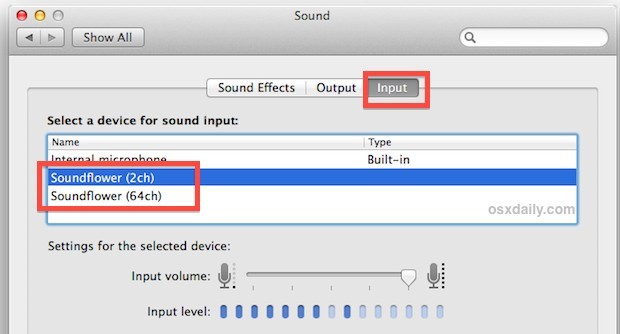 Reindirizza l'output audio del sistema a Soundflower