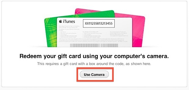 Riscatta la carta regalo dell'app store con una fotocamera