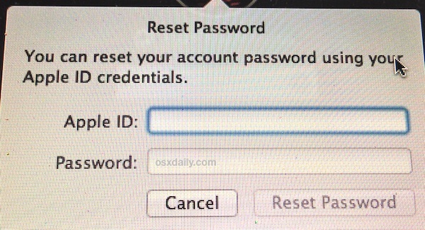 Reimposta una password in Mac OS X con l'ID Apple