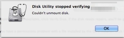 Impossibile smontare l'errore del disco come mostrato in Utility Disco su un Mac