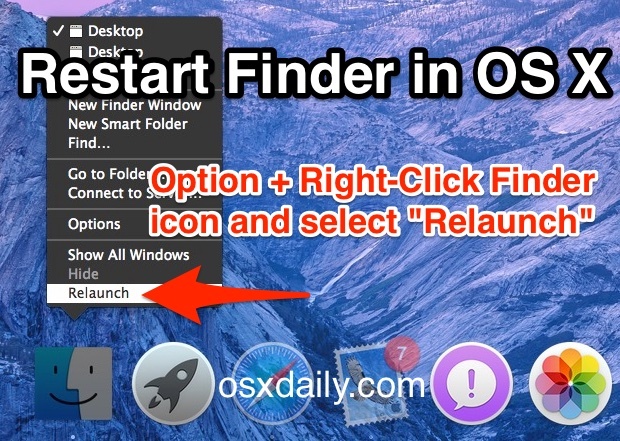 Riavvia il Finder in Mac OS X