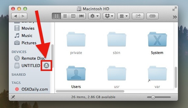 Espelli la proprietà del disco in Mac OS X per rimuovere in modo sicuro l'unità e prevenire i problemi