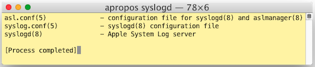Il comando apropos corrisponde a Mac OS X Terminal