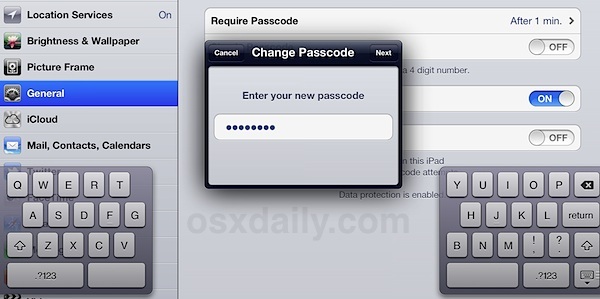 Imposta un passcode sicuro in iOS