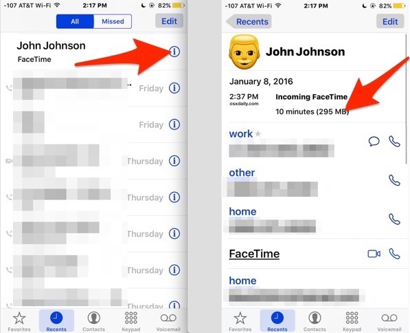 Vedi l'utilizzo dei dati delle chiamate FaceTime in iOS